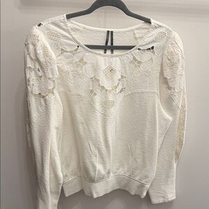Anthropologie White Lace Sweatshirt